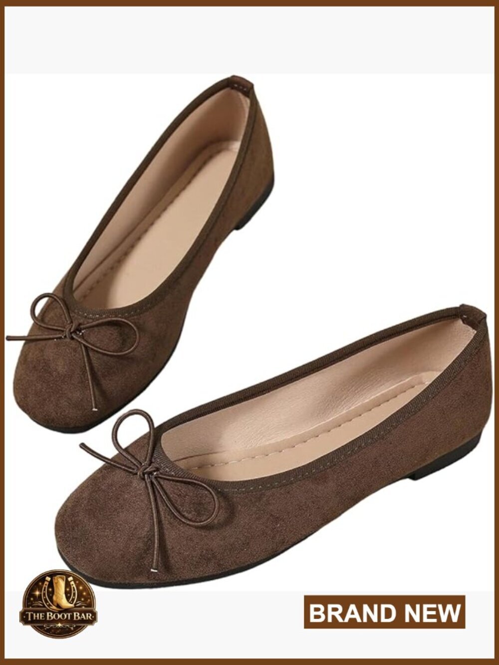 Ballet Flats Suede Bow Round Toe Dress Work Shoes Business Casual Office